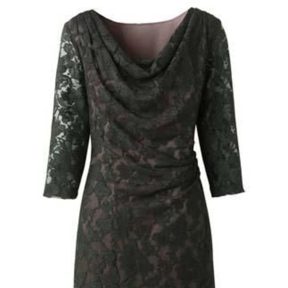 Coldwater Creek Black Lacey Cowl Dress Sz 16